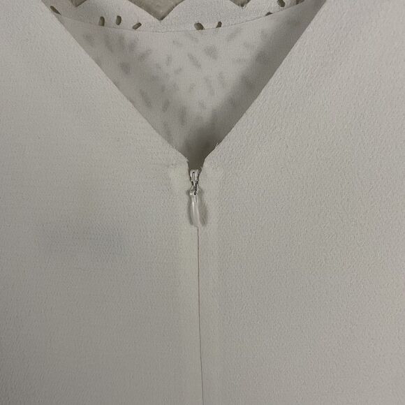 Reiss Womens 2 White Lasercut Scallop Hem Shift Dress - Picture 6 of 6